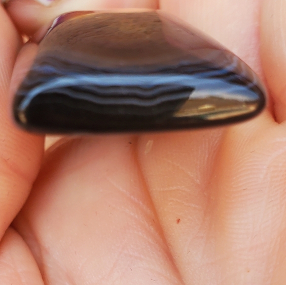 New Yellow Black Fire Agate Oblong Pendant. - Picture 14 of 16